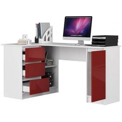 Masa de birou Akord B20 Left (White/Red Gloss) Thumb