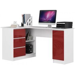 Masa de birou Akord B20 Left (White/Red Gloss)