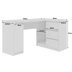 Masa de birou Akord B20 Right (White/Graphite Gloss) Thumb