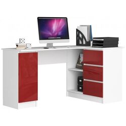 Masa de birou Akord B20 Right (White/Red Gloss)