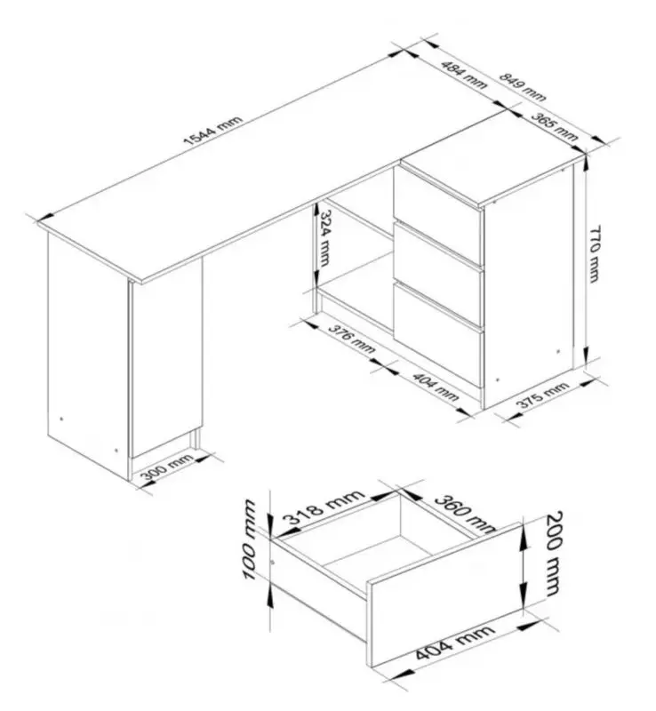 Masa de birou Akord B20 Right (Wenge)
