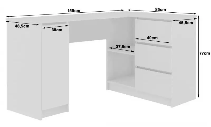 Masa de birou Akord B20 Right (Sonoma Oak/White)