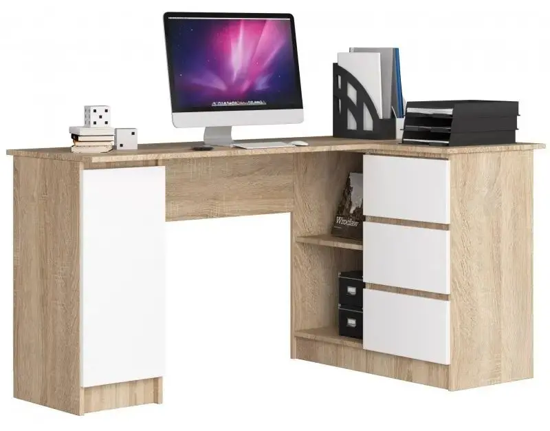 Masa de birou Akord B20 Right (Sonoma Oak/White)