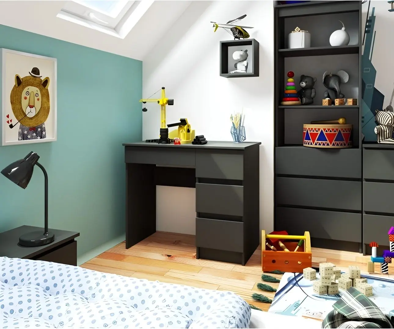 Masa de birou Akord A-7 90 Right (Graphite Gray)