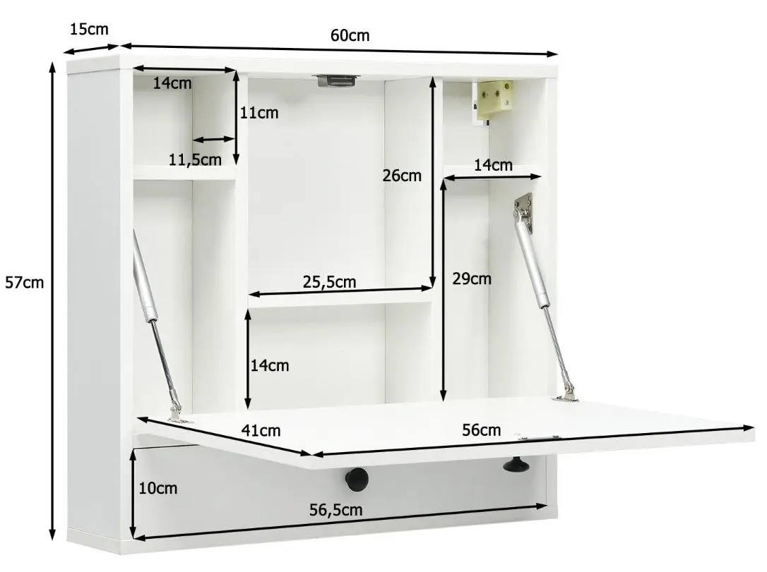 Настенный письменный стол Costway CB10463WH (White)