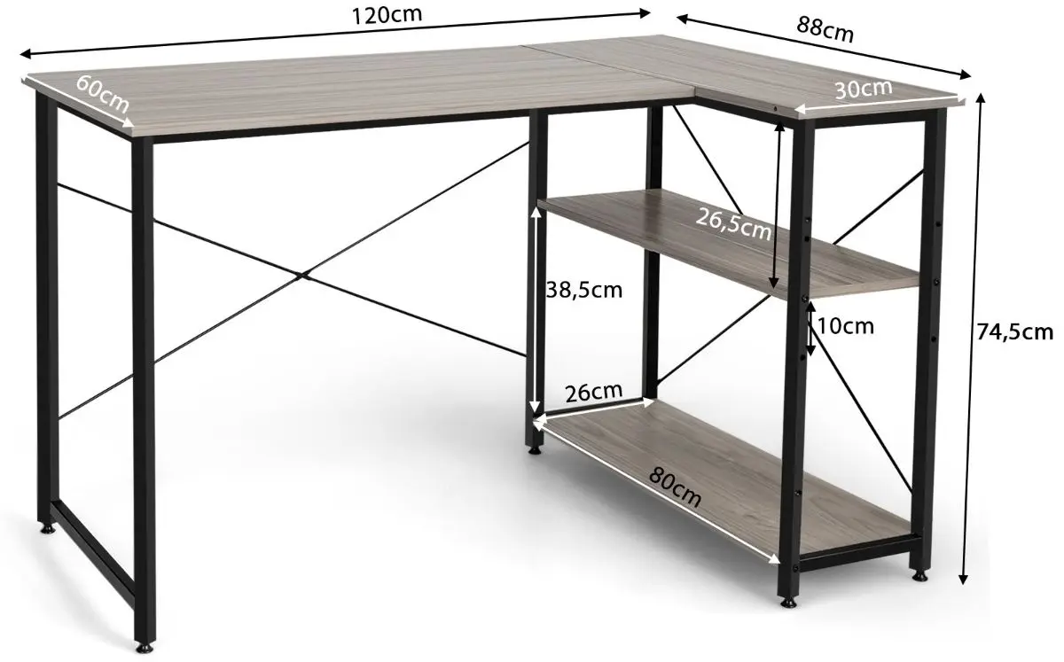 Masa de birou Costway CB10121GR (Grey/Black)