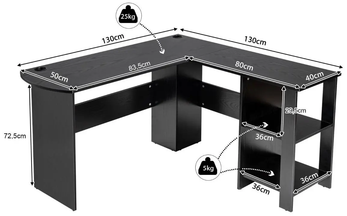 Masa de birou Costway CB10461DK (Black)