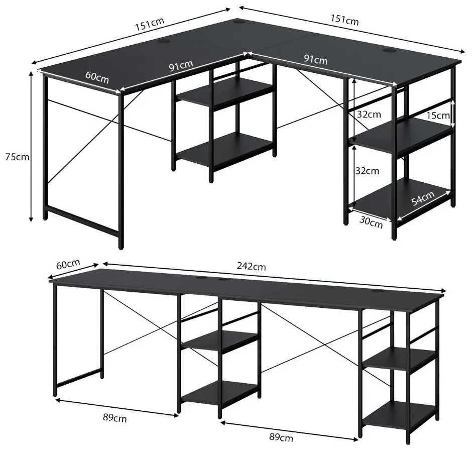 Masa de birou Costway CB10462DK (Black)