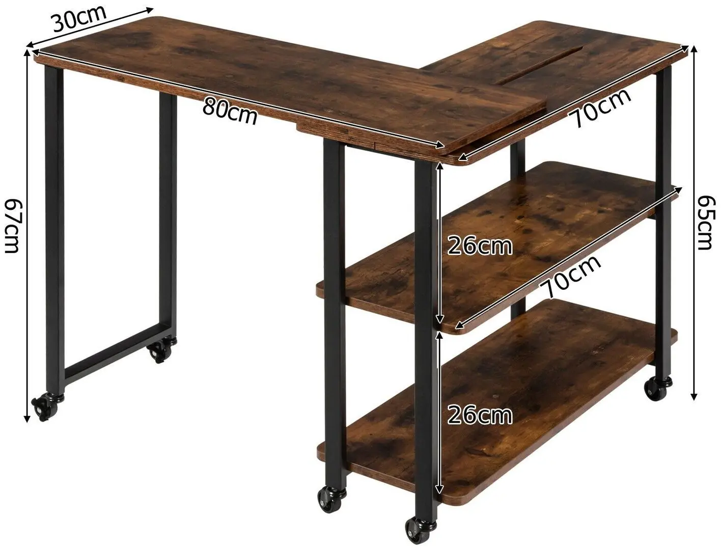 Masa de birou Costway HW63073CF (Brown/Black)