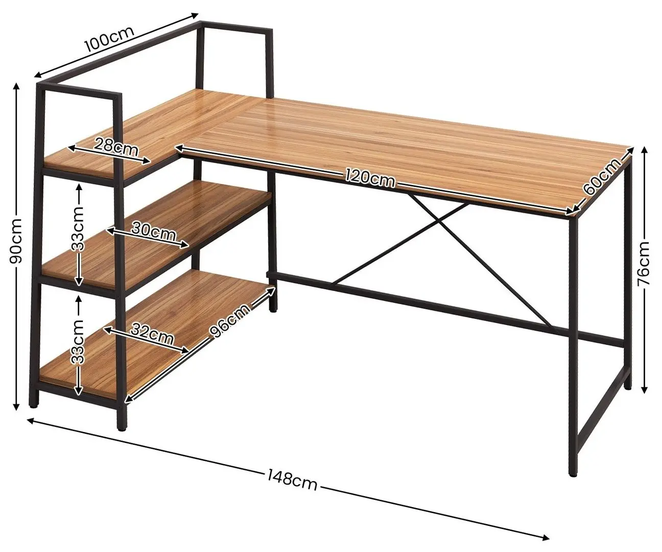 Masa de birou Costway HW67502WT (Walnut)