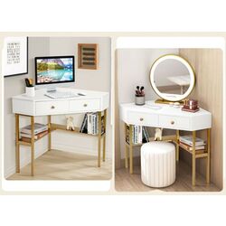 Masa de birou Costway HW67561GD (White/Gold) Thumb