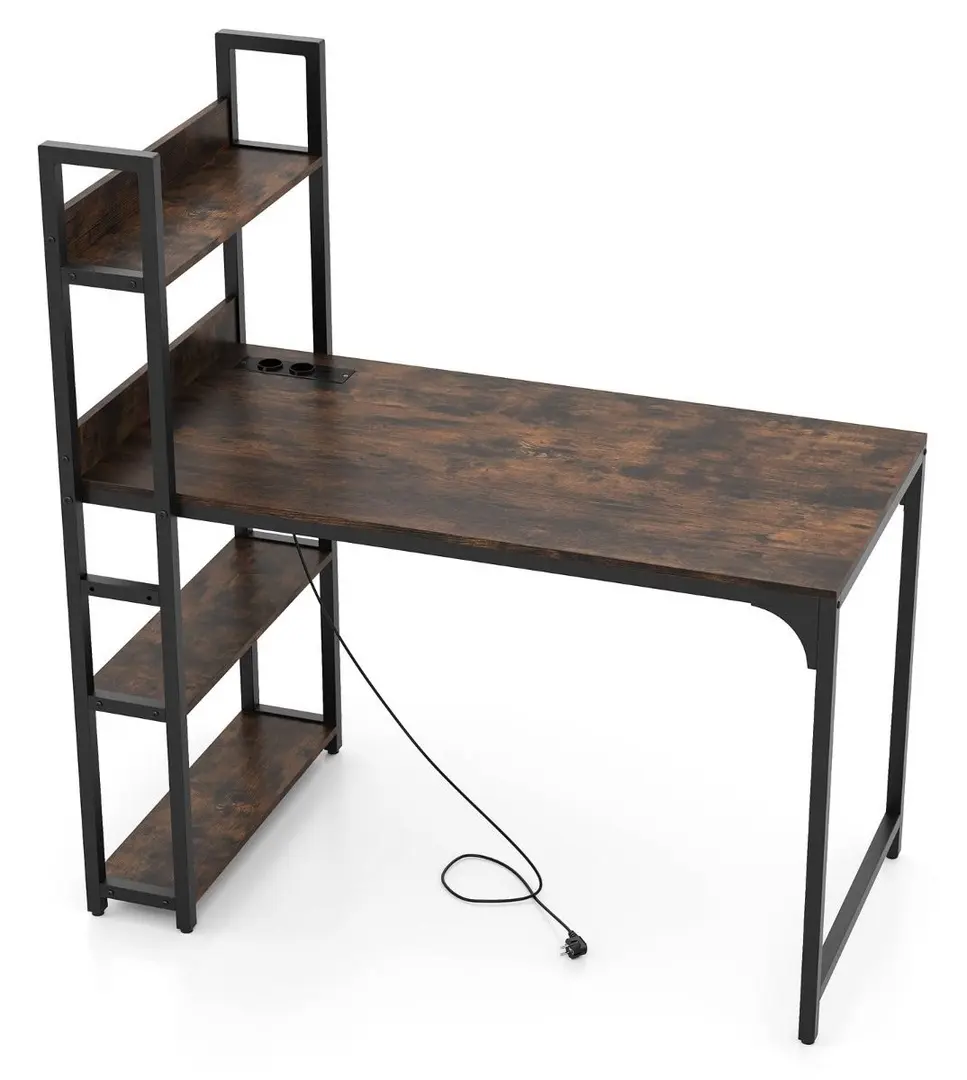 Письменный стол Costway JV10997DE-CF (Rustic Brown/Black)