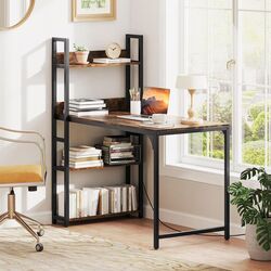 Masa de birou Costway JV10997DE-CF (Rustic Brown/Black)