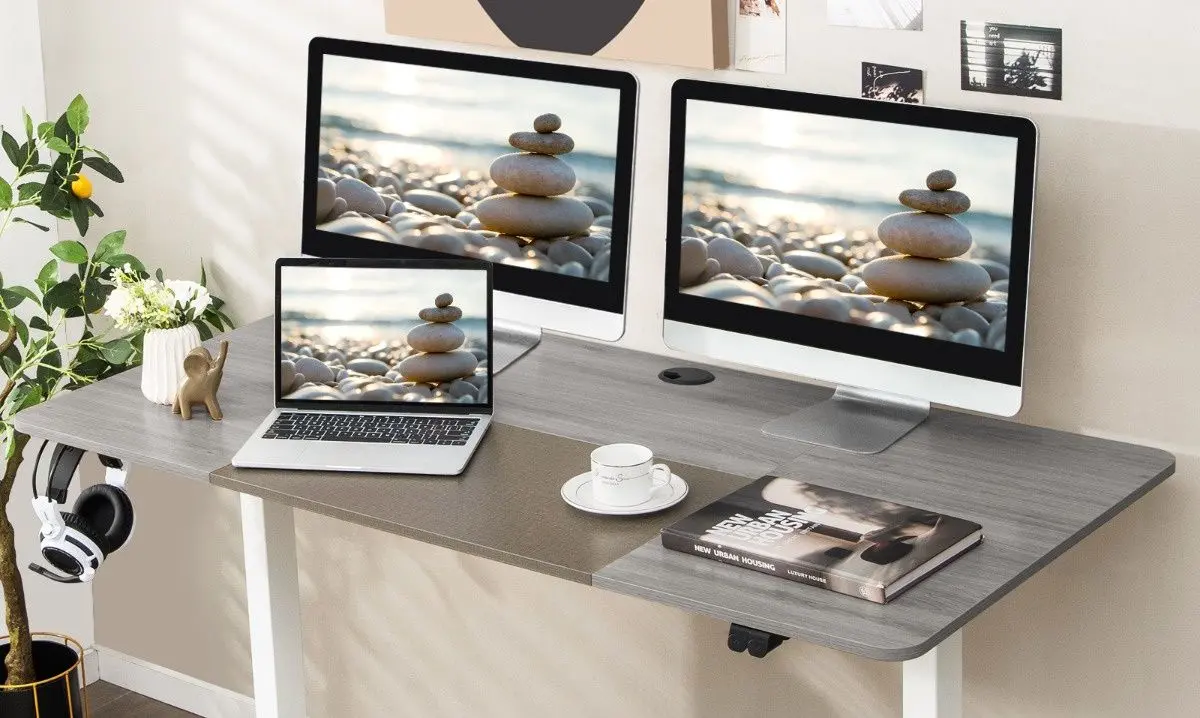 Masa de birou reglabila Costway JV10677DE-GR (Grey)