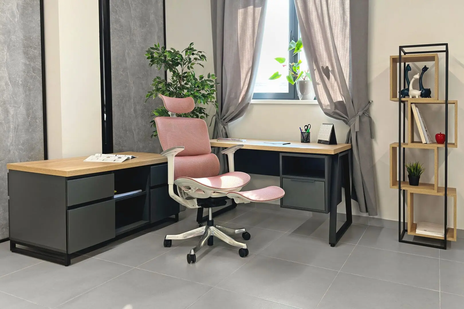 Masa de birou DP Enzo 130x75 cu sertar (Sonoma/Anthracite/Black)