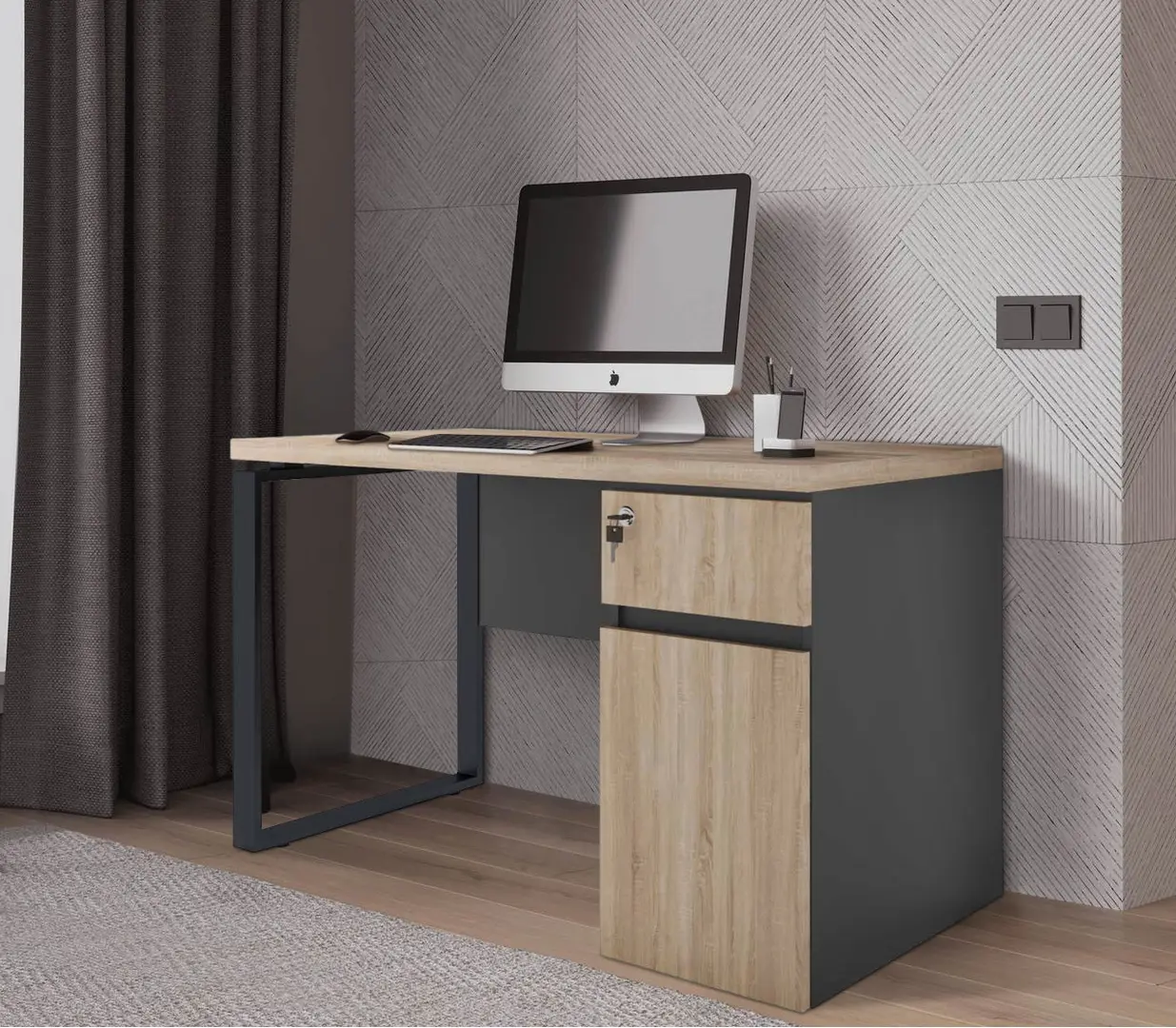 Masa de birou DP Box incorporat Stanga 1200 (Sonoma Oak/Black)