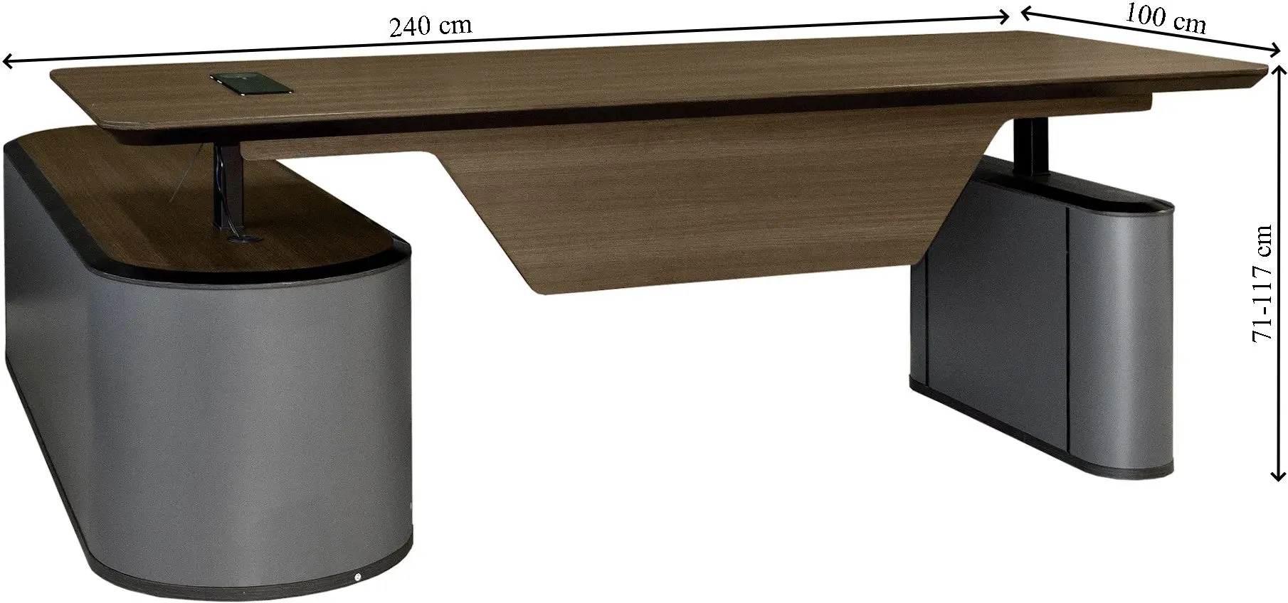 Masa de birou reglabila DP Concord (Wood/Grey)