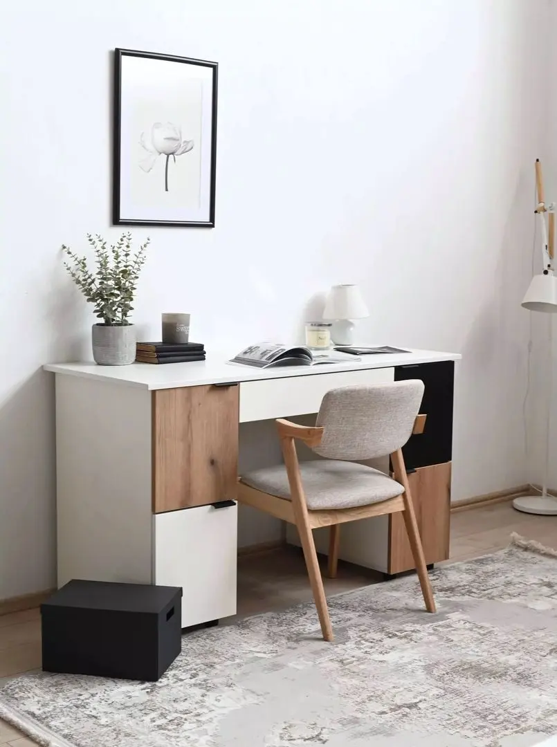 Masa de birou Fabrik Home Mateo (Ash White/Ewok Oak)