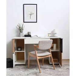 Masa de birou Fabrik Home Mateo (Ash White/Ewok Oak) Thumb