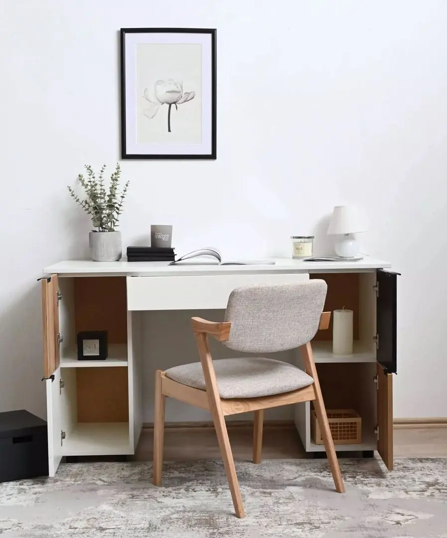 Masa de birou Fabrik Home Mateo (Ash White/Ewok Oak)