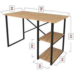 Masa de birou Bofigo 2 rafturi (Pine/Black) Thumb