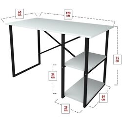 Masa de birou Bofigo 2 rafturi (White/Black) Thumb