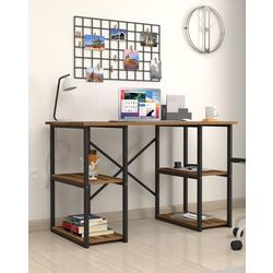 Masa de birou Bofigo 4 rafturi (Walnut/Black) Thumb