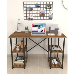 Masa de birou Bofigo 4 rafturi (Walnut/Black) Thumb