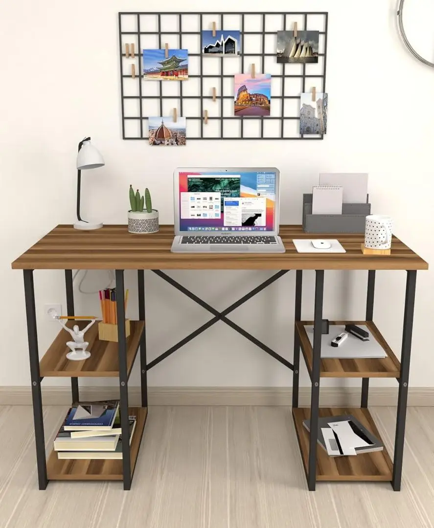 Masa de birou Bofigo 4 rafturi (Walnut/Black)