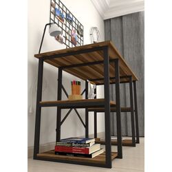 Masa de birou Bofigo 4 rafturi (Walnut/Black) Thumb