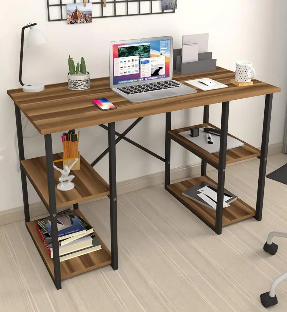 Masa de birou Bofigo 4 rafturi (Walnut/Black)