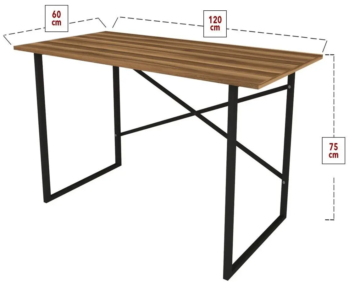 Masa de birou Bofigo 60x120 (Walnut/Black)