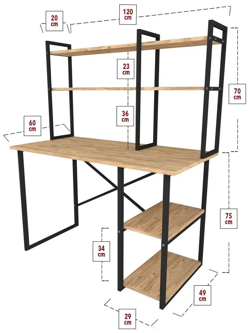 Письменный стол Bofigo с надставкой (Pine/Black)