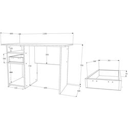 Masa pentru calculator Haaus Porto (Ferrara Oak/Platinum) Thumb