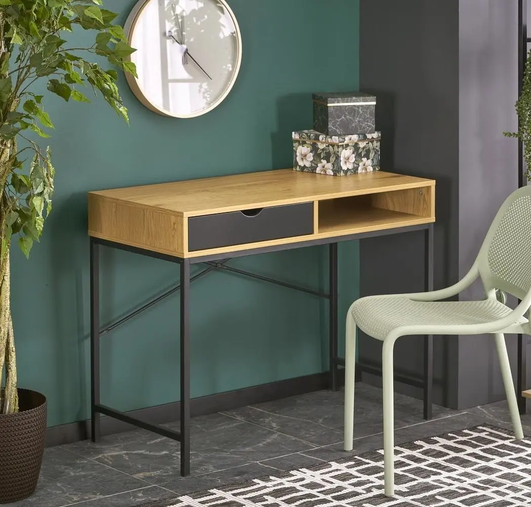 Masa de birou Halmar B50 (Natural Oak/Black)