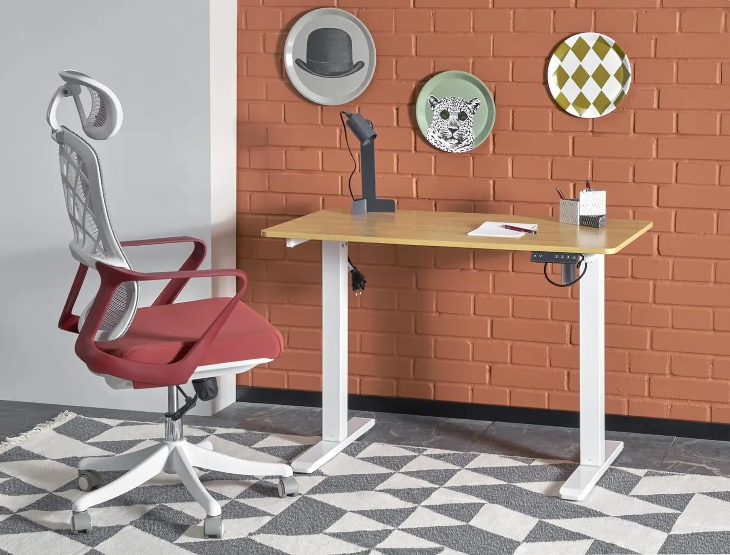 Masa de birou Halmar B53 (Golden Oak/White)