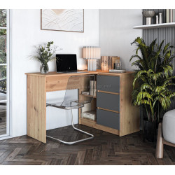 Masa de birou Halmar Bega (Artisan Oak/Graphite)