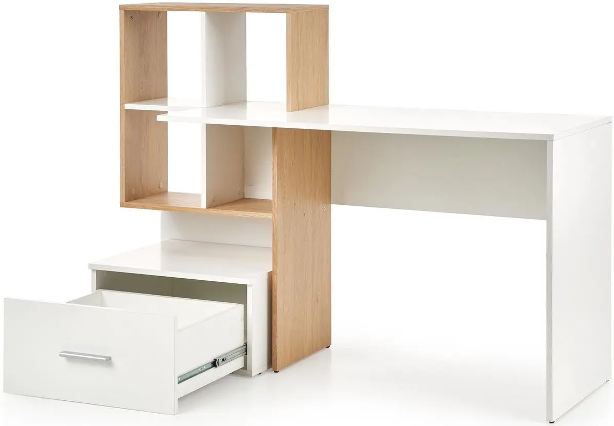 Masa de birou Halmar Grosso (Gold Oak/White)