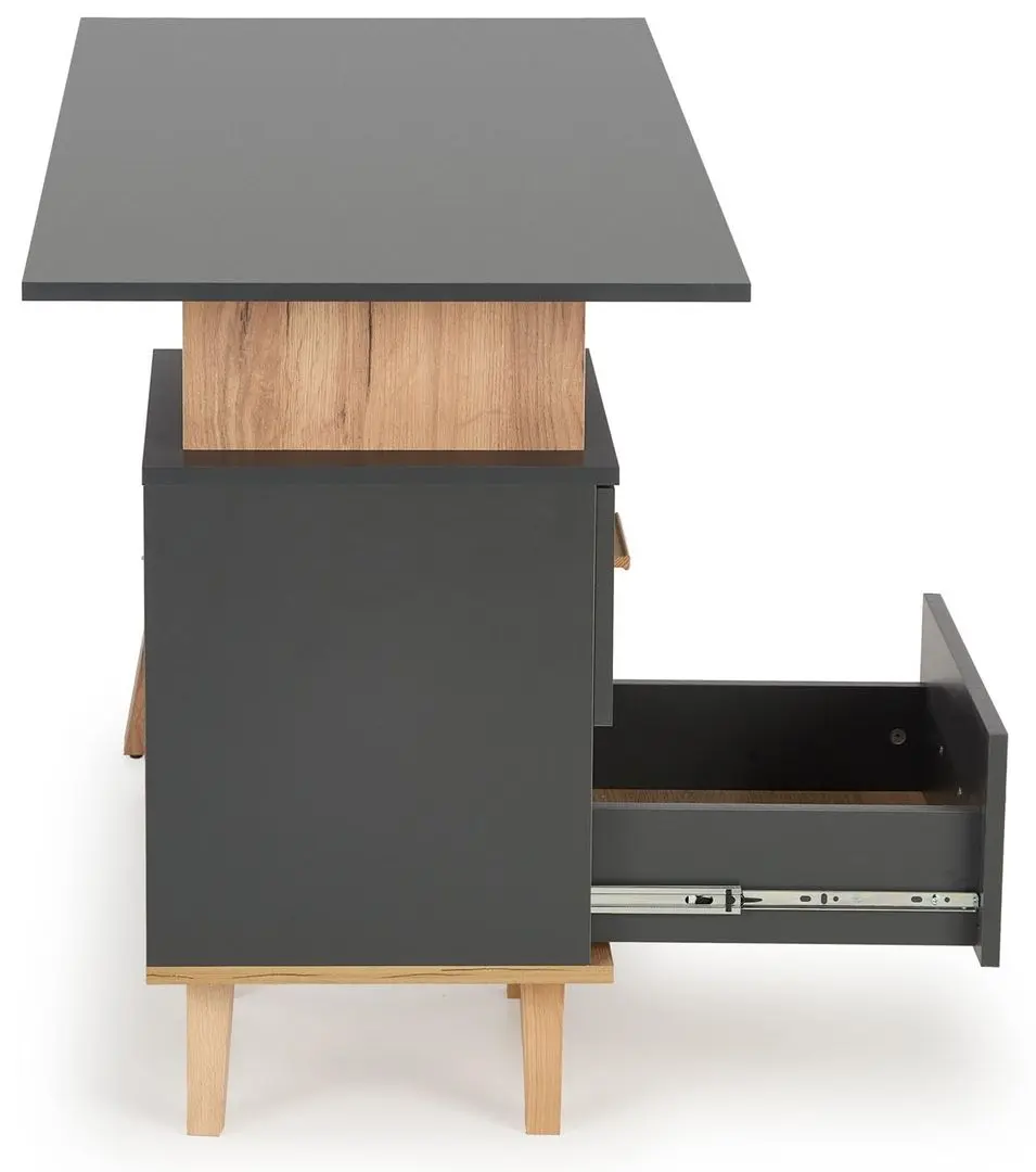 Masa de birou Halmar Sergio (Anthracite/Wotan Oak) - 5