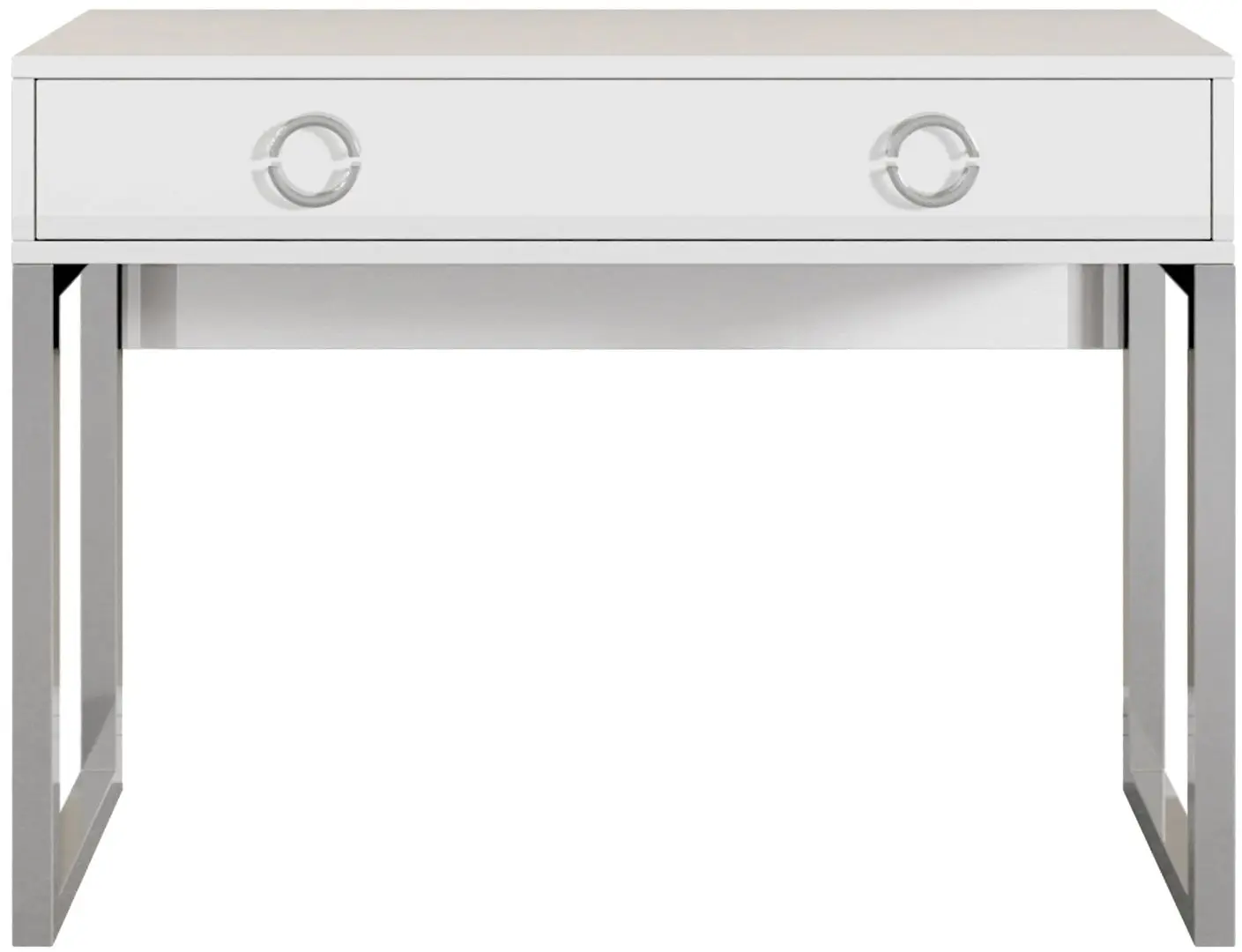 Masa pentru calculator Helvetia Milla Nr.03 2S (White Gloss/Chrome) - 4