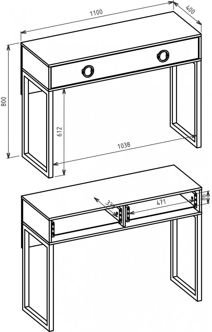 Masa pentru calculator Helvetia Milla Nr.03 2S (White Gloss/Chrome) - 5