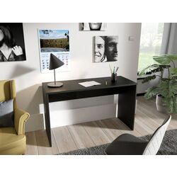 Masa pentru birou cu tumba Helvetia Agapi 130 cm (Black/Natural Grand Oak) Thumb