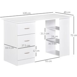 Masa de birou Homcom 836-068WT 120x49x72 cm (White) Thumb