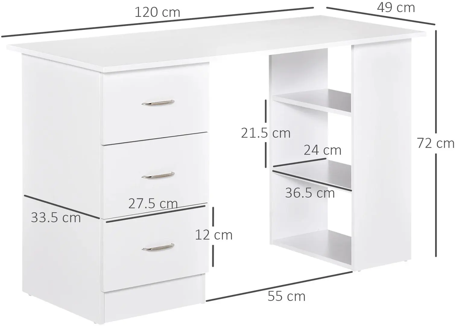 Masa de birou Homcom 836-068WT 120x49x72 cm (White)