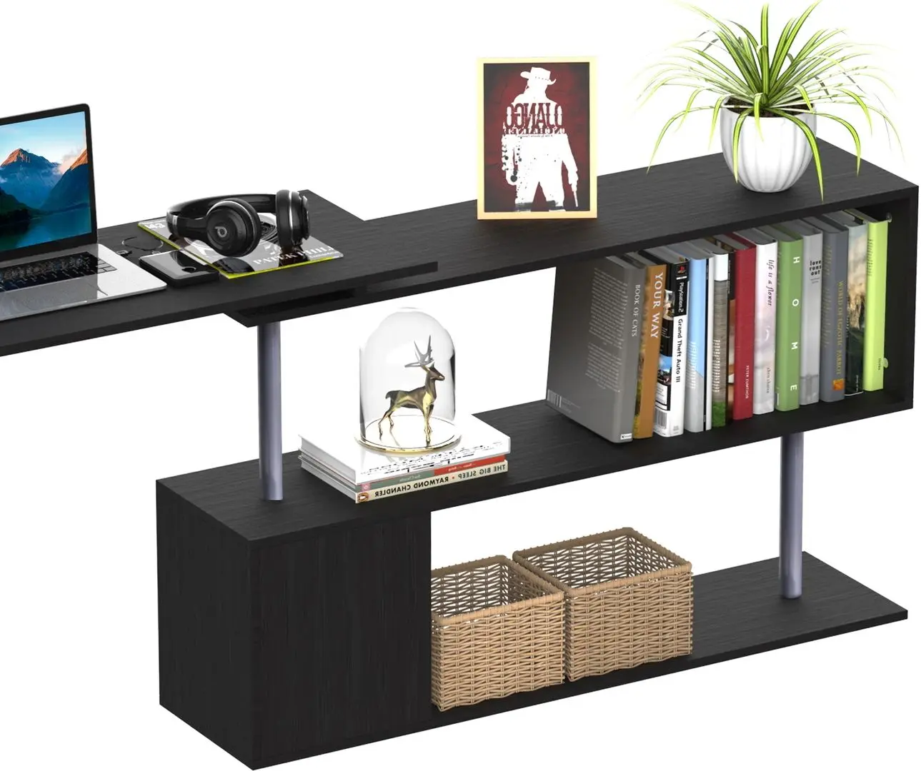 Письменный стол Homcom 836-072BK 230x39x78 cm (Black) - 4