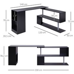 Письменный стол Homcom 836-072BK 230x39x78 cm (Black) Thumb