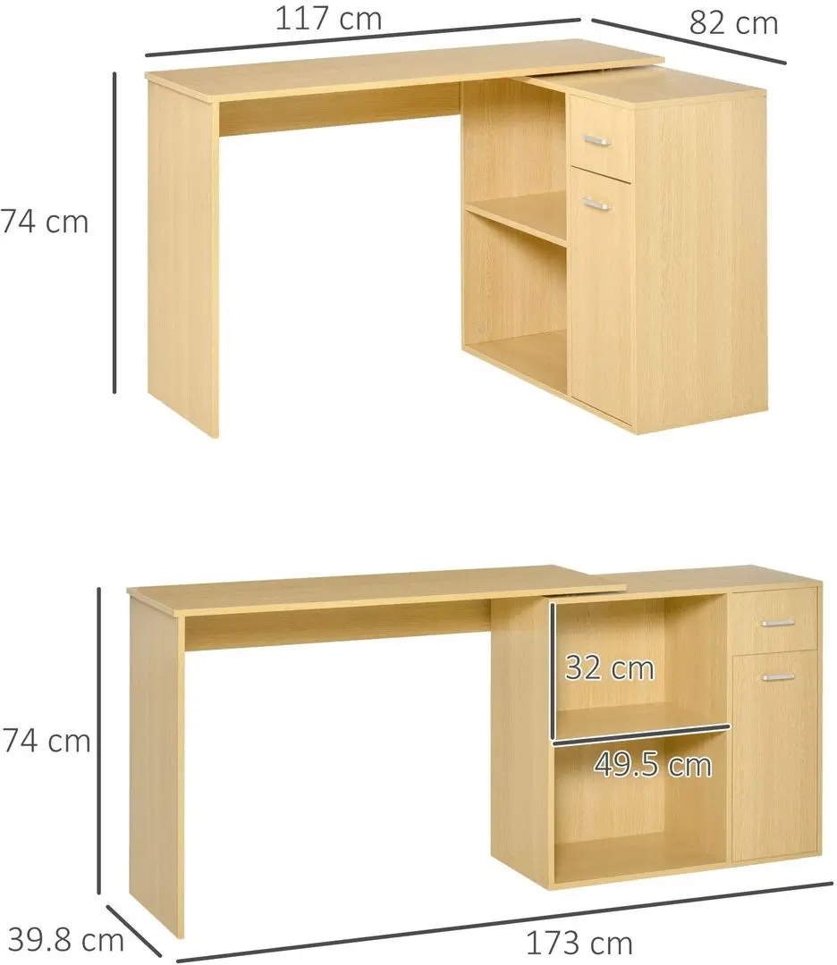 Письменный стол Homcom 836-073AK 117/82х39x74 cm (Oak) - 9