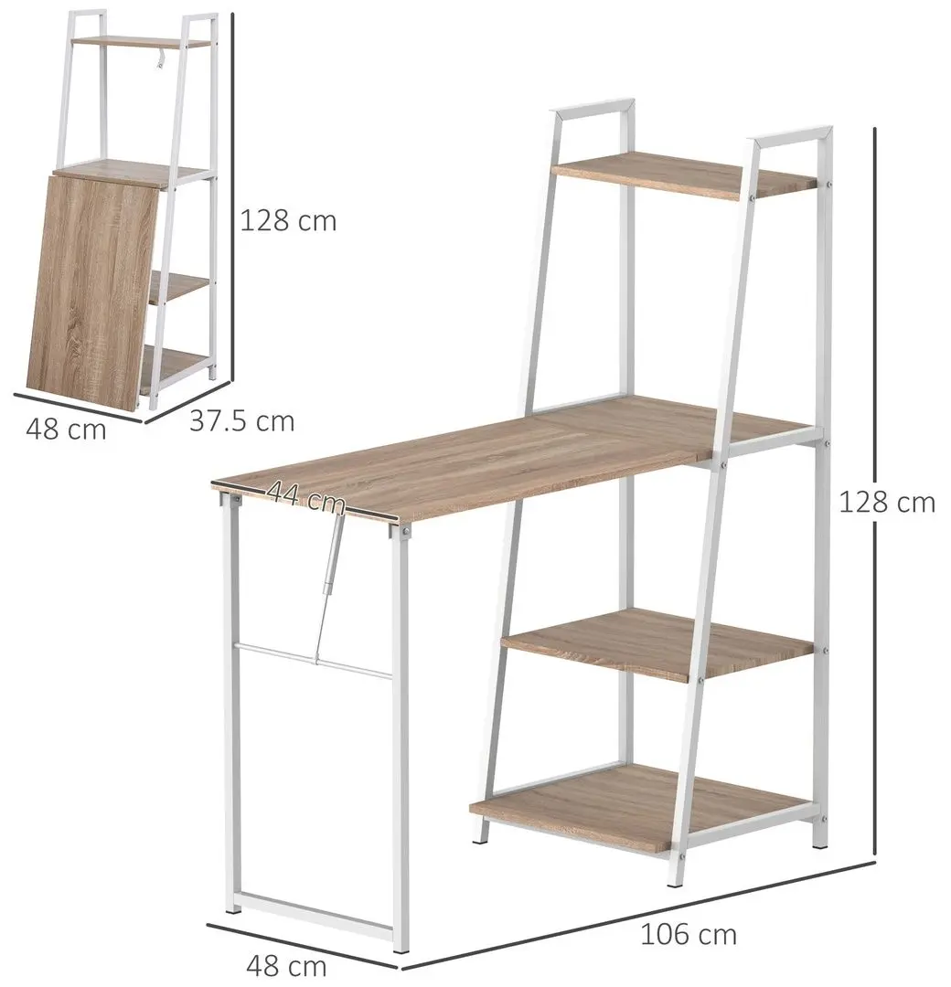 Masa de birou Homcom 836-247 106x48x128 cm (White/Oak)