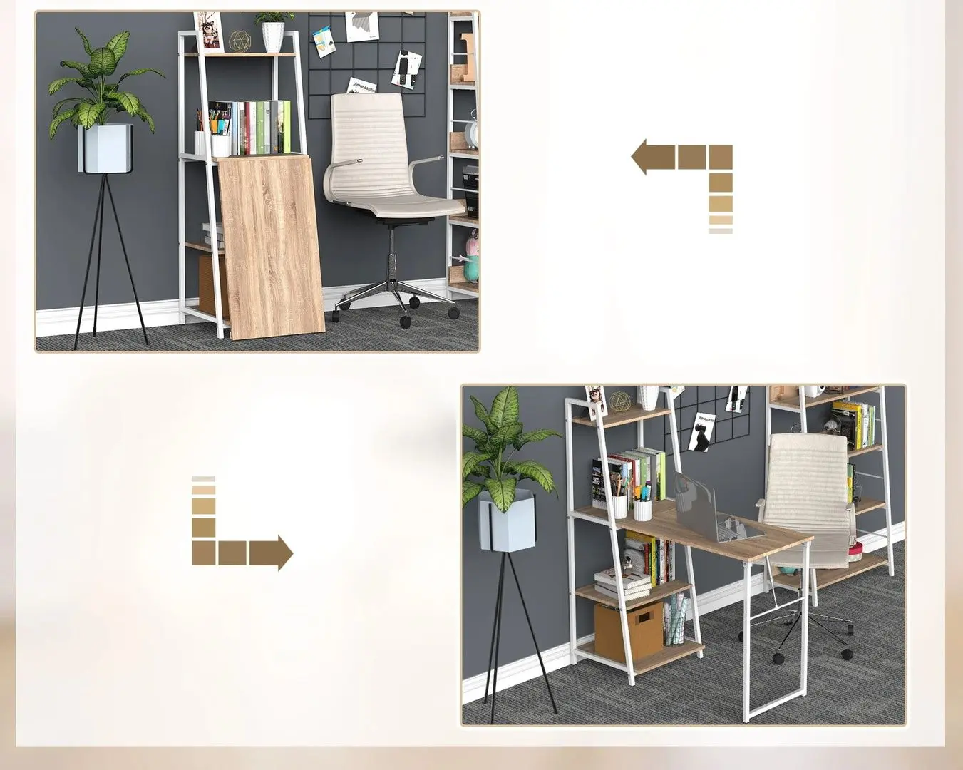 Masa de birou Homcom 836-247 106x48x128 cm (White/Oak)