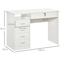 Письменный стол Homcom 836-465WT 110x50x76 cm (White) Thumb